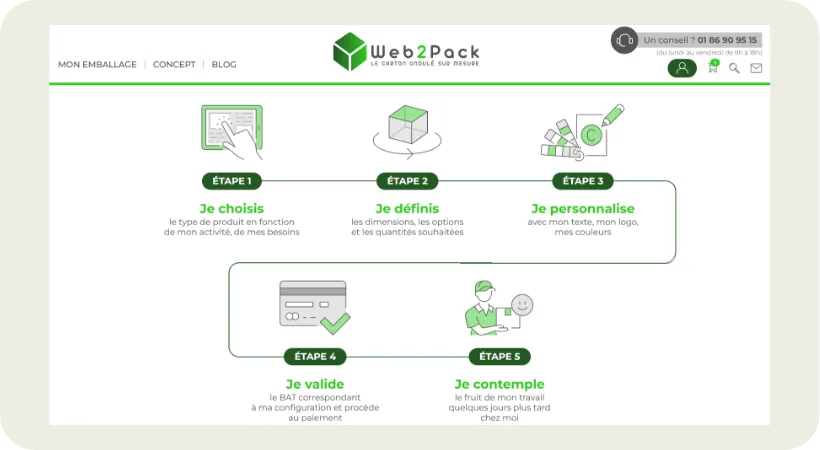 Illustration du configurateur de cartons en 3D